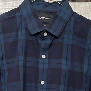 Bonobos navy blue plaid shirt